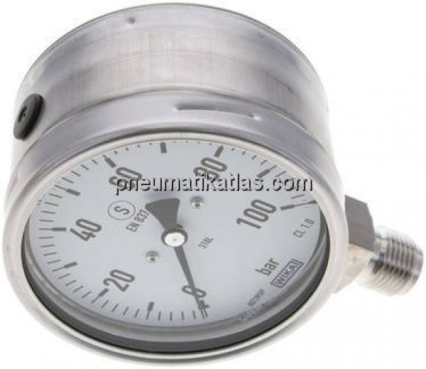 Sicherheits-Manometer senkrecht, 100mm, 0 - 100 bar