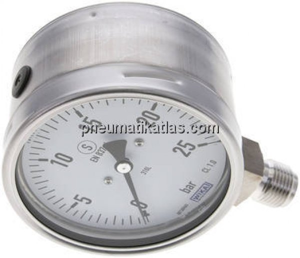 Sicherheits-Manometer senkrecht, 100mm, 0 - 25 bar