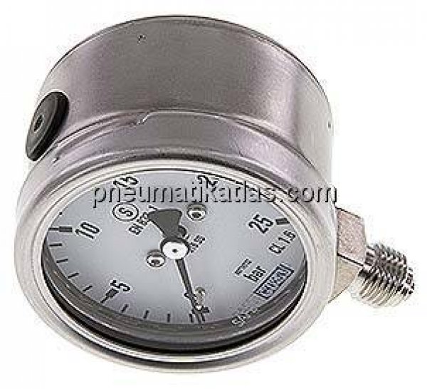 Sicherheits-Manometer senkrecht, 63mm, 0 - 25 bar