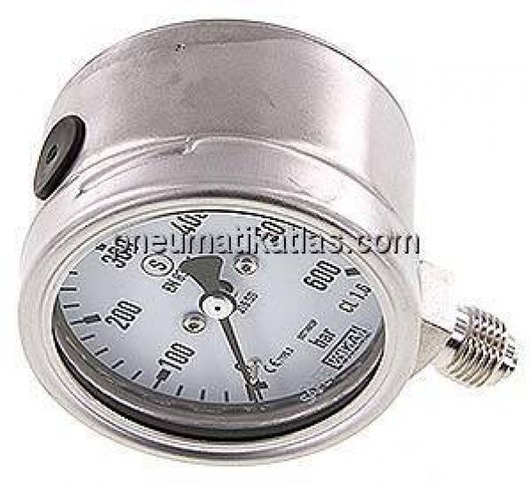 Sicherheits-Manometer senkrecht, 63mm, 0 - 600 bar