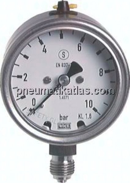 Sicherheits-Manometer senkrecht, 63mm, 0 - 160 bar