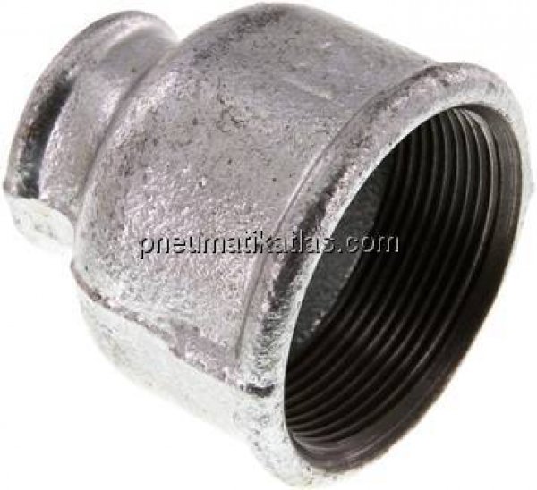 Rundmuffe Rp 2"-Rp 1", Temperguss verzinkt