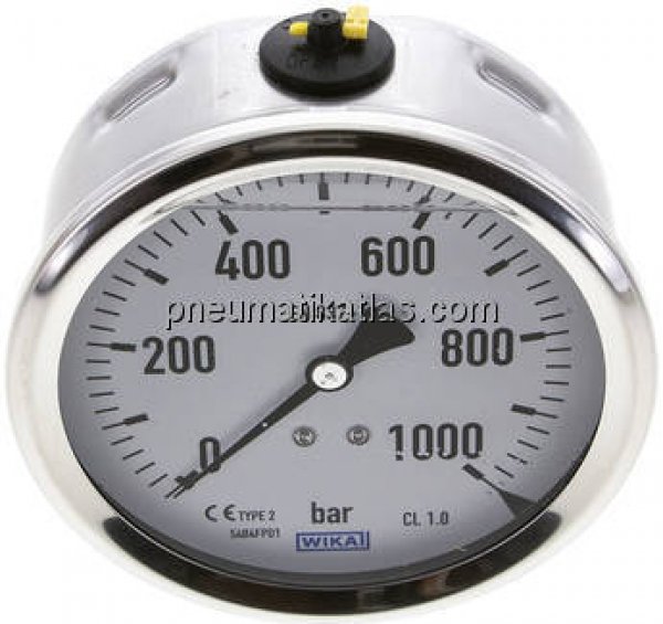 Glycerin-Manometer waagerecht (CrNi/Ms),100mm, 0 - 1000bar