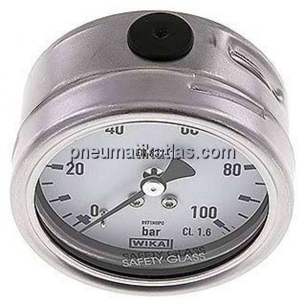 Chemie-Manometer waagerecht, 63mm, 0 - 100 bar