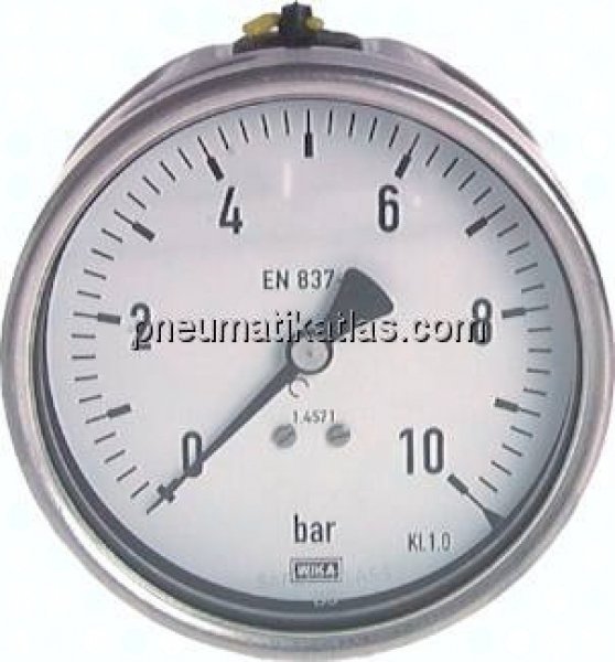 Chemie-Manometer waagerecht, 63mm, 0 - 1 bar