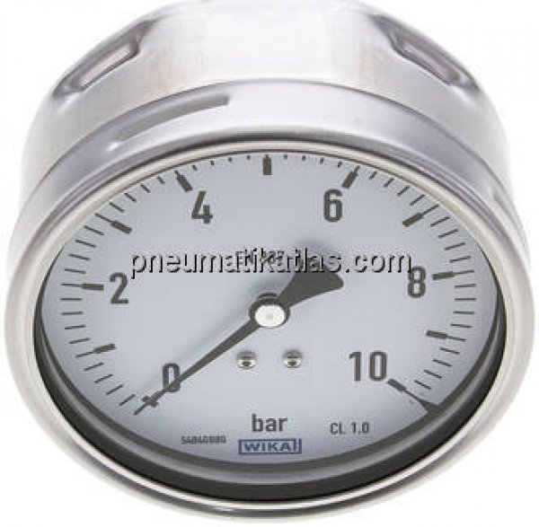 Manometer waagerecht (CrNi/Ms), 100mm, 0 - 10 bar