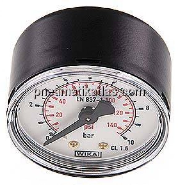 Manometer waagerecht (ST/Ms), 50mm, 0 - 10 bar, G 1/8"
