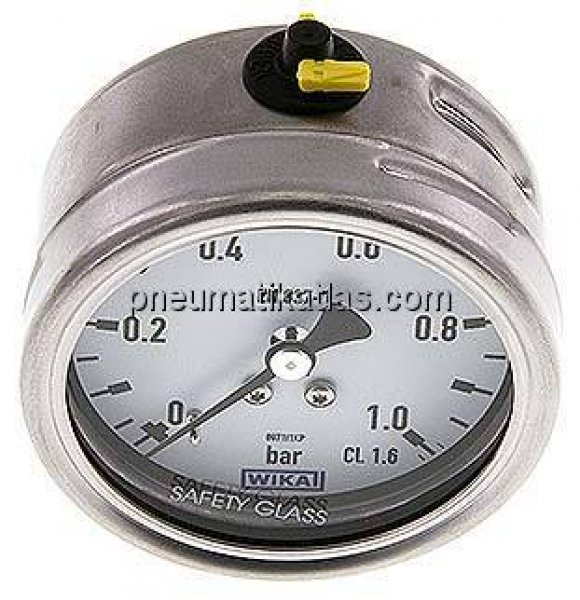 Chemie-Manometer waagerecht, 63mm, 0 - 1 bar