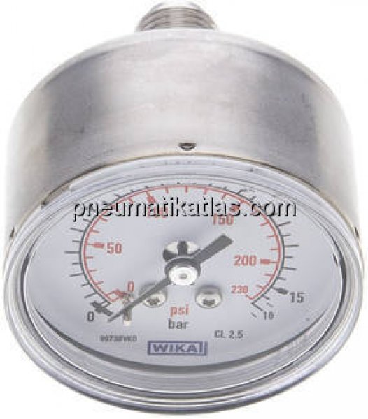 ES-Manometer waagerecht, 50mm, 0 - 16 bar, G 1/4"
