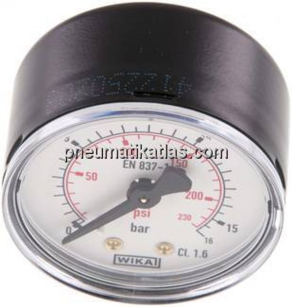 Manometer waagerecht (ST/Ms), 50mm, 0 - 16 bar, G 1/4"