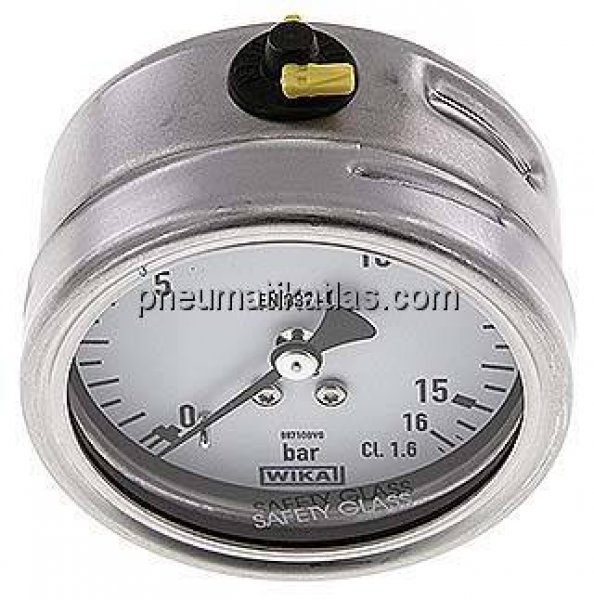 Chemie-Manometer waagerecht, 63mm, 0 - 16 bar