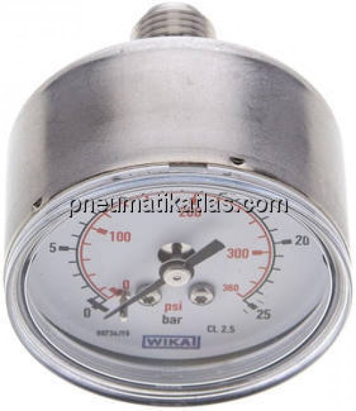 ES-Manometer waagerecht, 50mm, 0 - 25 bar, G 1/4"