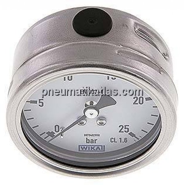 Chemie-Manometer waagerecht, 63mm, 0 - 25 bar