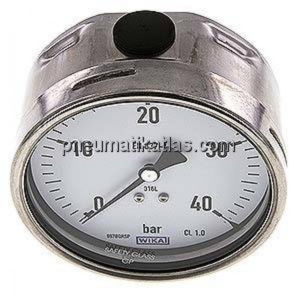 Chemie-Manometer waagerecht, 100mm, 0 - 40 bar