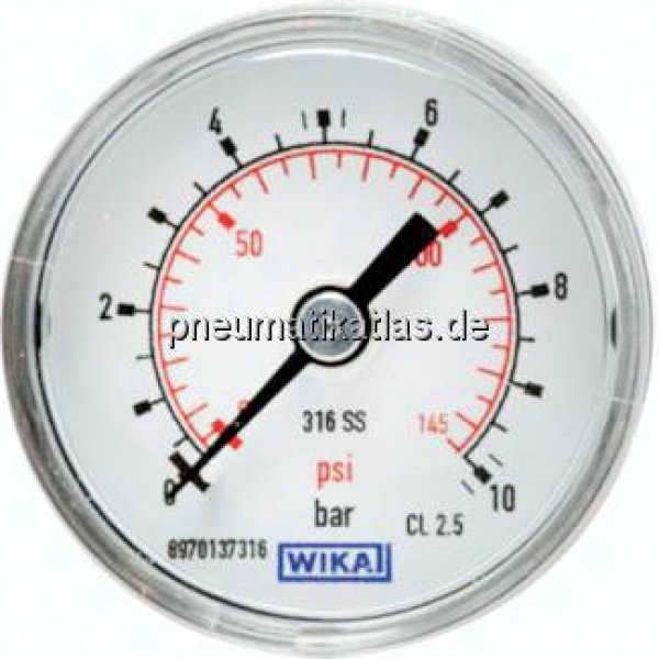 ES-Manometer waagerecht, 50mm, 0 - 25 bar, G 1/4"