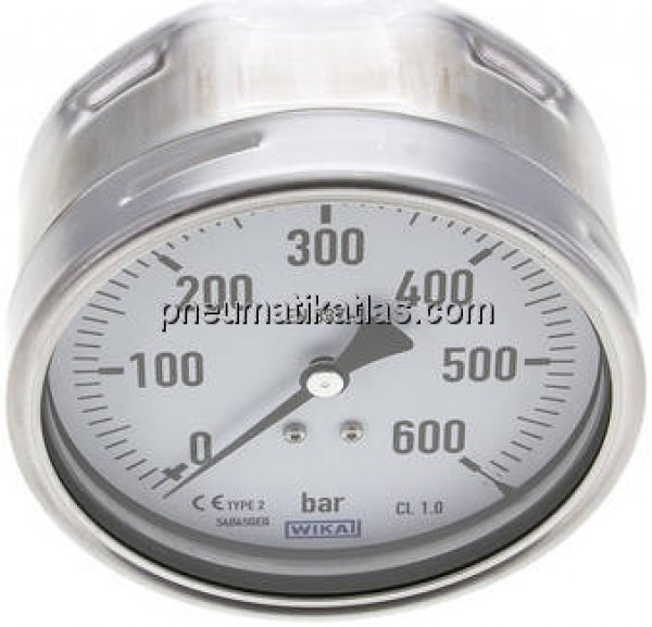 Manometer waagerecht (CrNi/Ms), 100mm, 0 - 600 bar