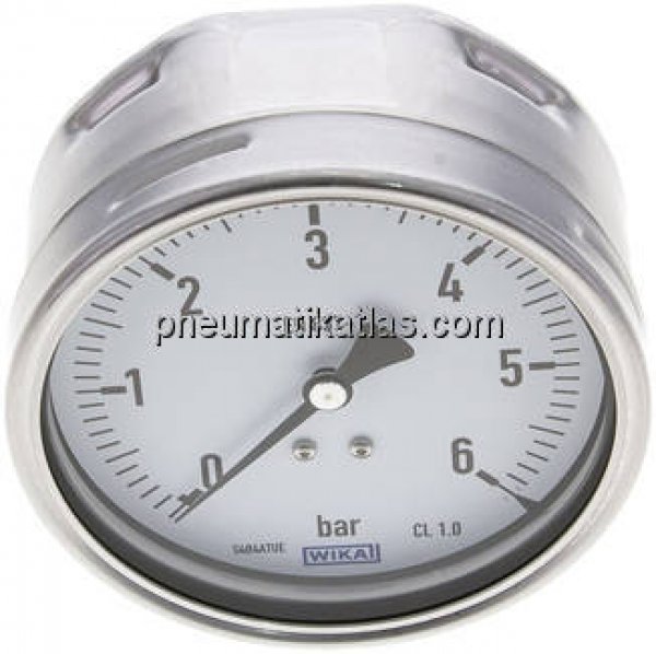 Manometer waagerecht (CrNi/Ms), 100mm, 0 - 6 bar
