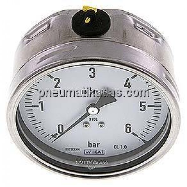 Chemie-Manometer waagerecht, 100mm, 0 - 6 bar