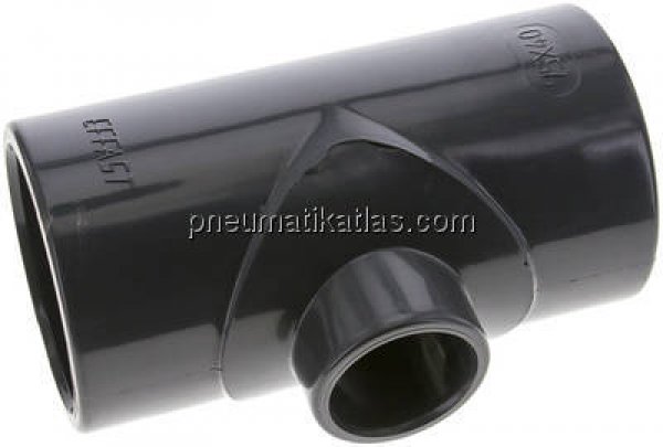 Klebemuffen-T-Stück, reduziert, PVC-U, 75x40x75mm