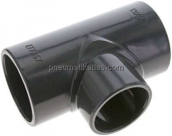 Klebemuffen-T-Stück, reduziert, PVC-U, 75x63x75mm