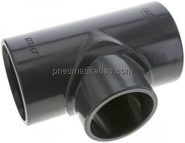 Klebemuffen-T-Stück, reduziert, PVC-U, 90x75x90mm