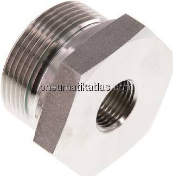 Hydraulik-Reduzierung G 1-1/2"(AG)-G 1/2"(IG), 1.4571, Elastomerdichtung