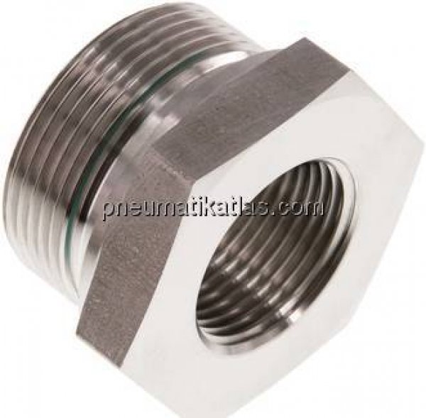 Hydraulik-Reduzierung G 1-1/2"(AG)-G 1"(IG), 1.4571, Elastomerdichtung