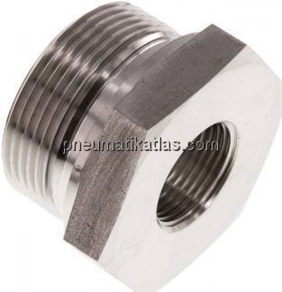 Hydraulik-Reduzierung G 1-1/2"(AG)-G 3/4"(IG), 1.4571, Elastomerdichtung
