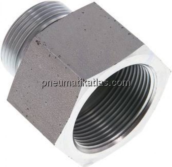 Hydraulik-Reduzierung G 1-1/4"(AG)-G 1-1/2"(IG), Stahl verzinkt, Elastomerdichtung