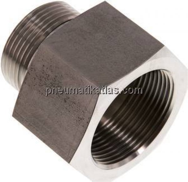 Hydraulik-Reduzierung G 1-1/4"(AG)-G 1-1/2"(IG), 1.4571, Elastomerdichtung