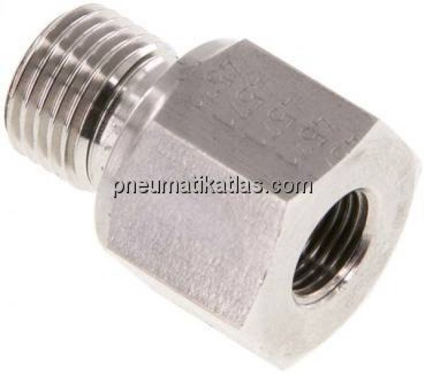 Hydraulik-Reduzierung G 1/4"(AG)-G 1/8"(IG), 1.4571, Elastomerdichtung