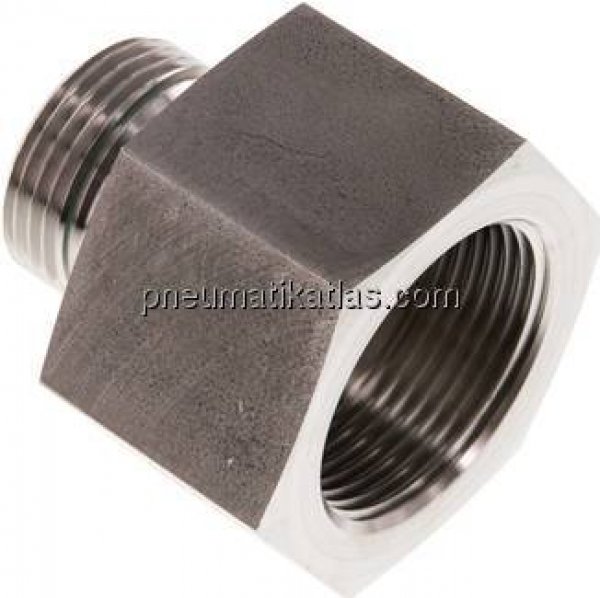 Hydraulik-Reduzierung G 1"(AG)-G 1-1/4"(IG), 1.4571, Elastomerdichtung