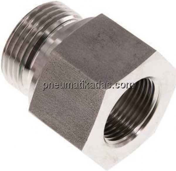 Hydraulik-Reduzierung G 1"(AG)-G 3/4"(IG), 1.4571, Elastomerdichtung