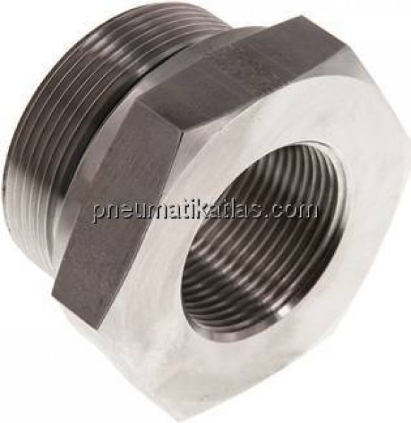 Hydraulik-Reduzierung G 2"(AG)-G 1-1/4"(IG), 1.4571, Elastomerdichtung