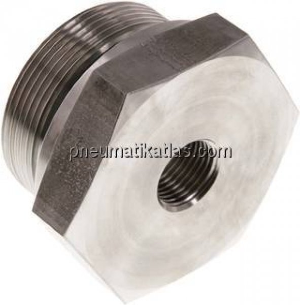 Hydraulik-Reduzierung G 2"(AG)-G 1/2"(IG), 1.4571, Elastomerdichtung