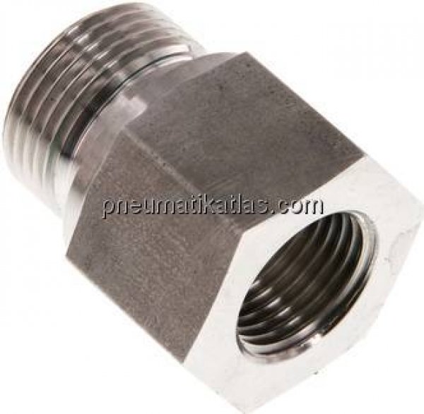 Hydraulik-Reduzierung G 3/4"(AG)-G 1/2"(IG), 1.4571, Elastomerdichtung