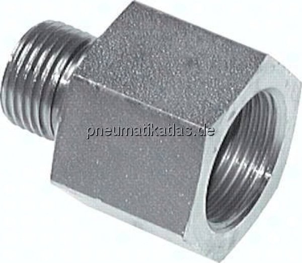 Hydraulik-Reduzierung M 22(AG)-G 3/8"(IG), Stahl verzinkt, Elastomerdichtung