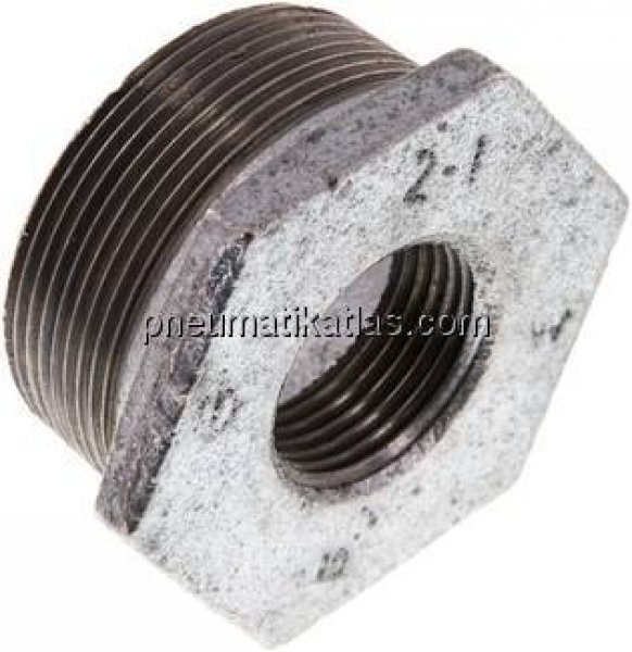 Reduziernippel R 2"(AG)-Rp 1"(IG), Temperguss verzinkt