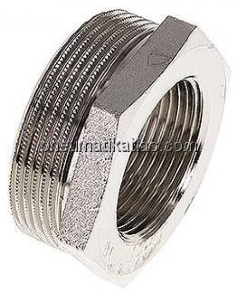 Reduziernippel G 2"(AG)-G 1-1/4"(IG), Messing vernickelt