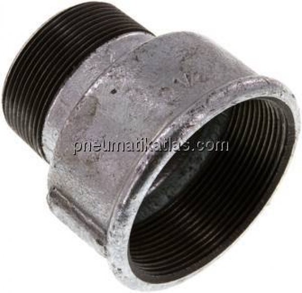 Reduziernippel R 2"(AG)-Rp 2-1/2"(IG), Temperguss verzinkt