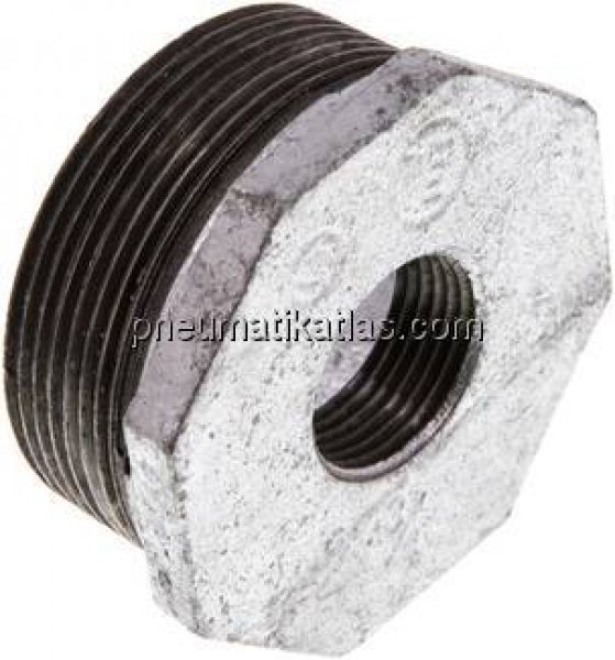 Reduziernippel R 2"(AG)-Rp 3/4"(IG), Temperguss verzinkt