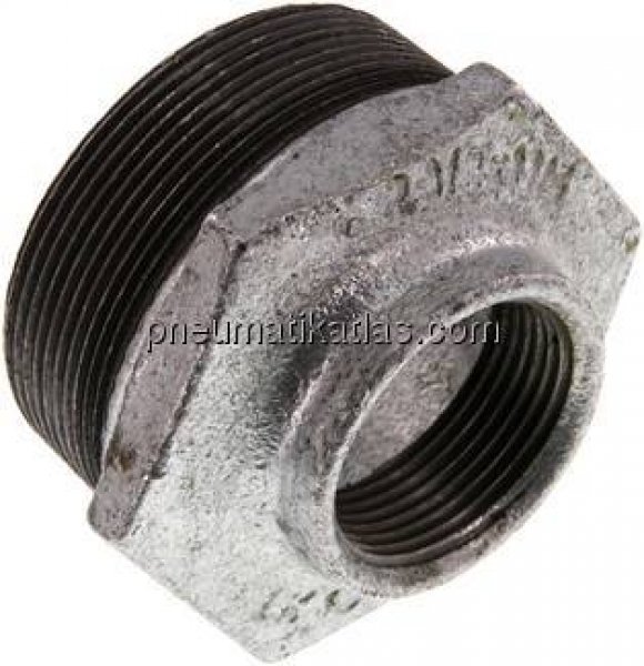 Reduziernippel R 2-1/2"(AG)-Rp 1-1/4"(IG), Temperguss verzinkt