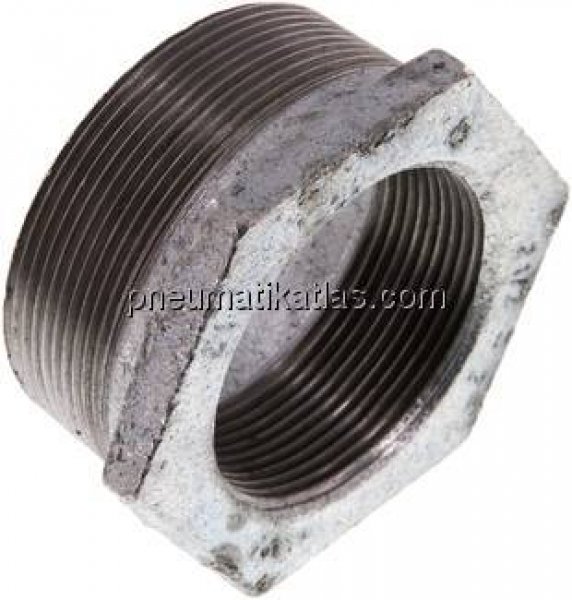 Reduziernippel R 2-1/2"(AG)-Rp 2"(IG), Temperguss verzinkt