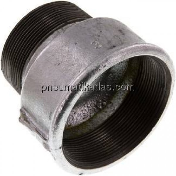 Reduziernippel R 2-1/2"(AG)-Rp 3"(IG), Temperguss verzinkt