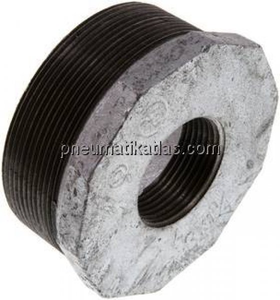 Reduziernippel R 3"(AG)-Rp 1-1/4"(IG), Temperguss verzinkt