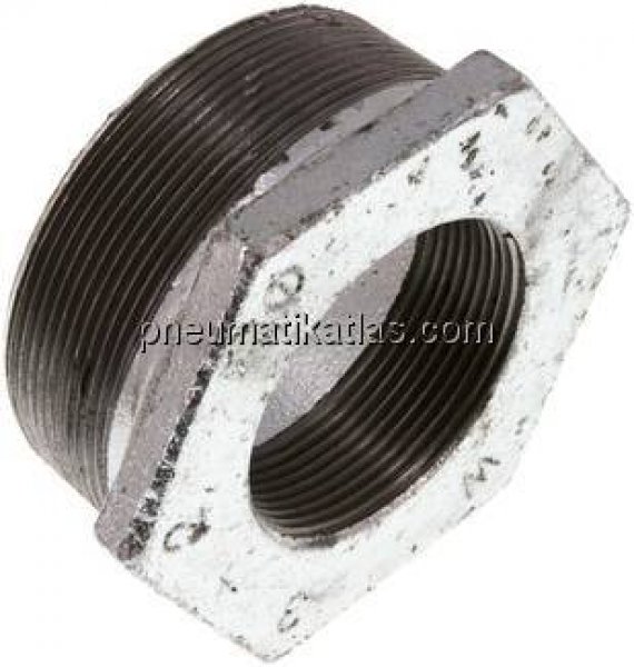 Reduziernippel R 3"(AG)-Rp 2"(IG), Temperguss verzinkt