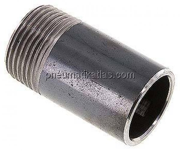 Anschweißnippel R 1"-60mm-33,7mm, ST 37, Stahl schwarz