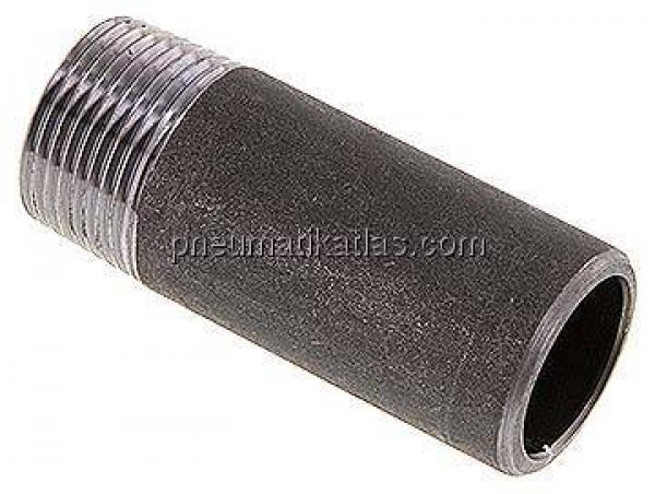 Anschweißnippel R 1"-80mm-33,7mm, ST 37, Stahl schwarz