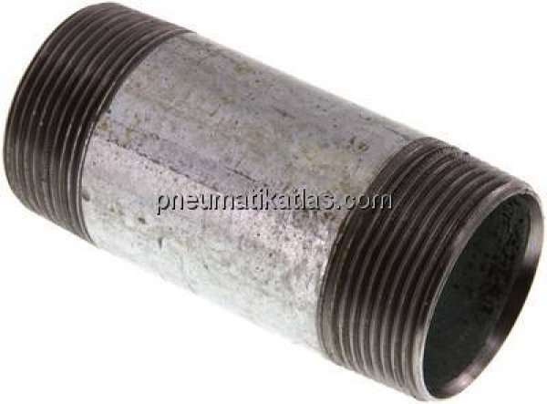 Rohrdoppelnippel R 1-1/2"-100mm, Stahlrohr ST 37 verzinkt