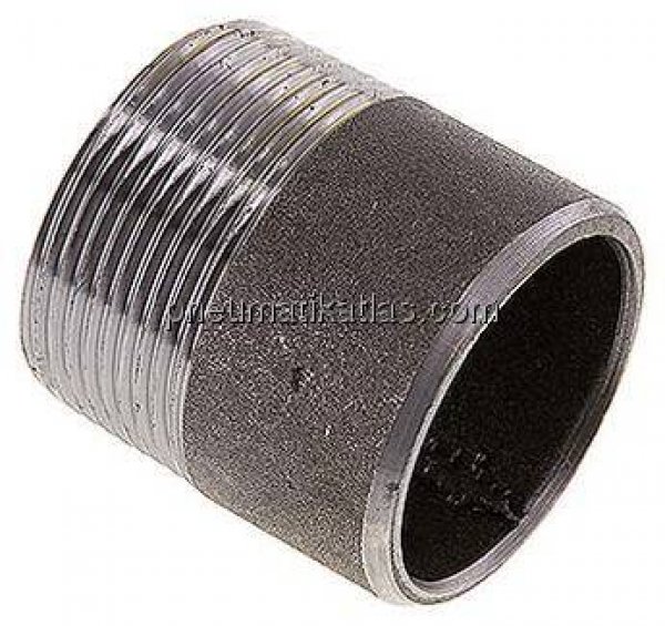 Anschweißnippel R 1-1/2"-50mm-48,3mm, ST 37, Stahl schwarz